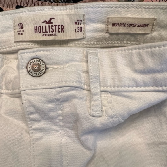 Hollister Size 5 Regular White Ripped Super Skinny Jeans Small - Picture 4 of 4